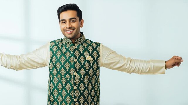  indian man in traditional kurta and jacket 