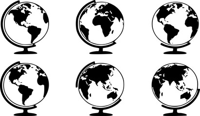 Obraz premium World map and globe icon set vector illustration.
