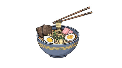 Ramen Delight A Bowl of Japanese Noodle Soup with Chopsticks