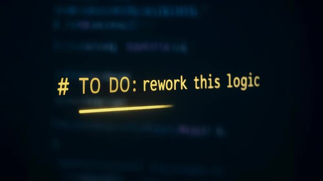Todo rework logic code programmer ai prompt note reminder to refactor and urge urgent code revision in dim editor with highlighted underlined task
