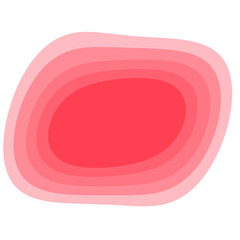 abstract layered shape in shades of red with white outline on transparent background