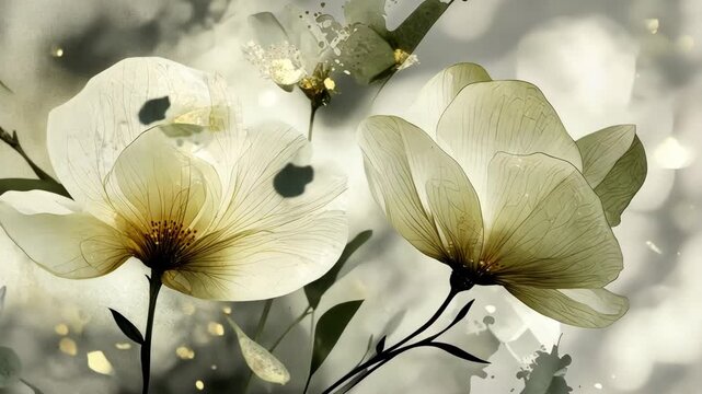 Elegant blooming flowers in gentle breeze captured in soft focus