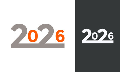Elegant 2026 Numbers, Modern Year Logo, Clean Digital Design, Isolated White on Black