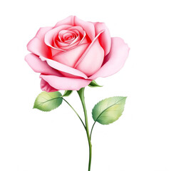 a beautiful lush flower. a pink rose. watercolor drawing. artificial intelligence generator, AI, neural network image. background for the design