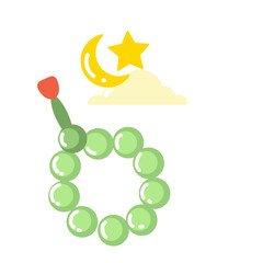 Ramadan Prayer Beads With Crescent Moon And Star On A Transparent Background