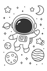 A vibrant vector illustration set of colorful space planet icons in a circular pattern design style