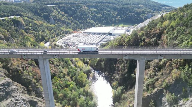 Ponte Riga near Varna and the A22, with the famous Brenner Base Tunnel construction site in the background, merging engineering and Alpine scenery.