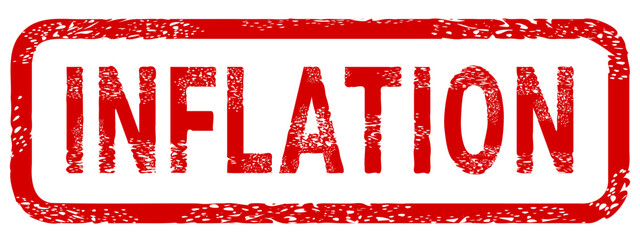 Dirty red stamp mark "INFLATION" surrounded by a rounded frame (cut out)