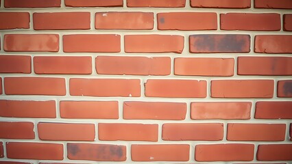 Obraz premium Close-up of a red brick wall with vintage warm tones and detailed surface texture under even lighting.