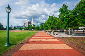 Fototapeta premium Every red brick in Centennial Park holds a piece of Atlanta’s heartbeat, Centennial Park, Atlanta, Georgia, United States of America