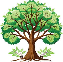 Fototapeta premium Vibrant green tree with lush foliage and strong trunk