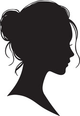 Woman’s Profile with Loose Hair Bun and Stray Strands silhouette vector