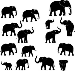 Black Elephant Silhouette Pattern Design