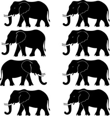 Black Elephant Silhouette Pattern Design