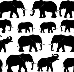 Black Elephant Silhouette Pattern Design