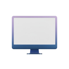 Sleek modern computer monitor display mockup in purple and blue, perfect for showcasing your creative designs, apps, and websites with fresh technology
