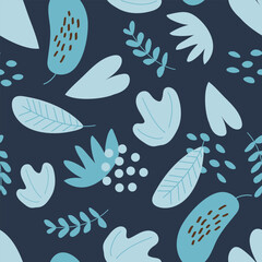 New Year's pattern Vector background with winter twigs, berries, leaves. For postcards, fabrics, textiles, advertising, clothing, packaging.