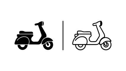 Classic Vintage Scooter Icon Set Vector Illustration © Adobe