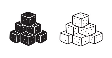 Jaggery stack silhouette design outline and solid set