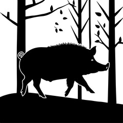 Wild Boar Silhouette Collection
