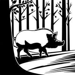 Wild Boar Silhouette Collection