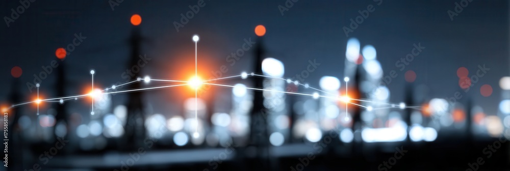 Wall mural futuristic energy grid forming geometric patterns symbolizing efficiency creation intelligence gener
