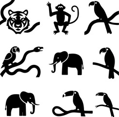 Jungle Animal Silhouette Set