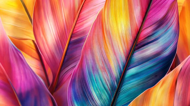 Vivid feather texture sequence showcasing colorful movement and dynamic patterns