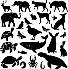 Wolf Pack Howling at the Full Moon Silhouette"