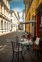 Street cafe in european old city