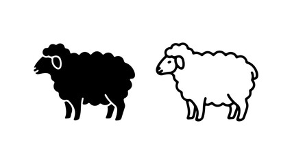 Obraz premium Minimalist Black and White Sheep Icon Set