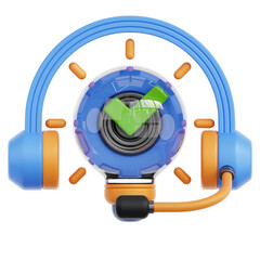 Creative Idea Lightbulb with Headset and Checkmark Symbol Representing Solution and Support in Blue and Orange