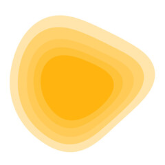 abstract layered shape in shades of yellow and white on a transparent background