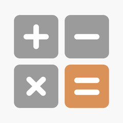 Calculator Icon Calculate Colors Plus Minus Equals Times Vector Orange