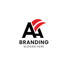 Typography Letter AH Swoosh Logo