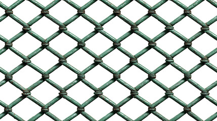 Fototapeta premium A seamless, tileable pattern of tightly woven chain link fencing with a subtle dark green or oxidized patina.