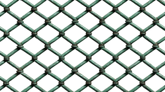 A seamless, tileable pattern of tightly woven chain link fencing with a subtle dark green or oxidized patina.