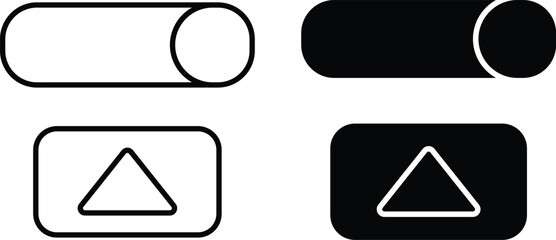 100% Premium Quality Line Art and Silhouette Pack Vector Design - UI Design Elements Toggle Switch and Upload Button in Black and White