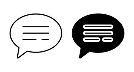 Editable; Adobe Illustrator Artwork Premium Quality Line Art and Silhouette pack - Two speech bubbles, one white and one black, conveying a conversation