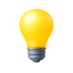 3D yellow light bulb icon symbolizing idea, creativity, and innovation.