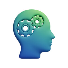Innovative mind churning out ideas with gears turning, showcasing thought process for problem solving in a modern, stylized design for business solutions