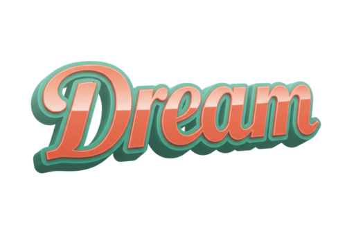 Isolated Dream Word Graphic for Design Projects Retro Text Illustration, Typography