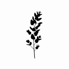 Minimalist Black Silhouette Eucalyptus Branch Elegant Decoration Botanical Illustration