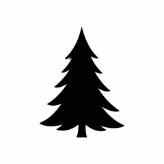 Minimalist Silhouette Evergreen Pine Tree Forest Icon Isolated Illustration