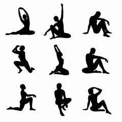 Silhouette Minimalist Female Body Pose Illustration Art in Simple Style