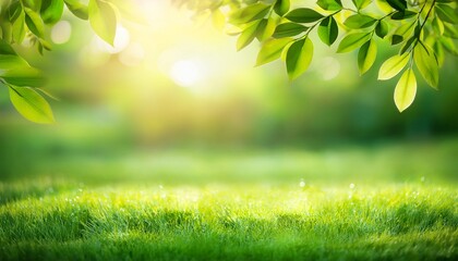 Obraz premium A Fresh Spring Green Sunny Background With Blurred Warm Sunny Glow Fresh Green Blur Transparent Background