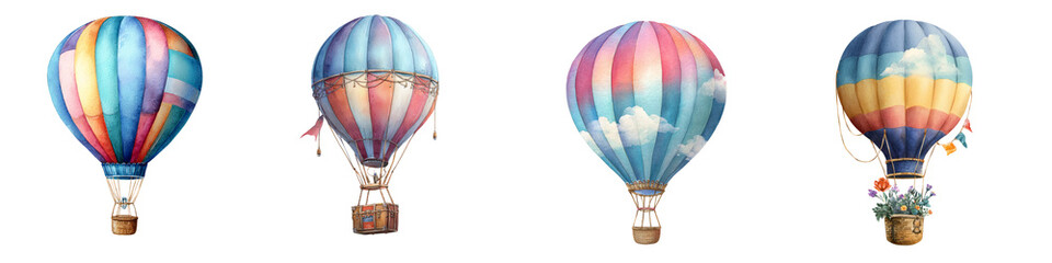 Obraz premium Colorful hot air balloons in various designs, showcasing vibrant patterns and textures.