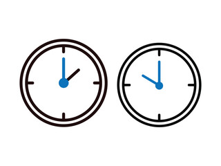 Two clocks showing different times isolated on white background, one showing 200 and the other showing 1055