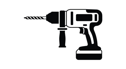 Simple black and white illustration of a cordless power drill tool