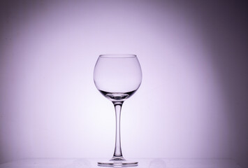 An empty wine glass, standing upright